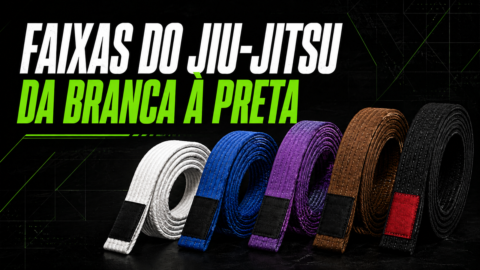 Faixas branca, azul, roxa, marrom e preta do Jiu-Jitsu