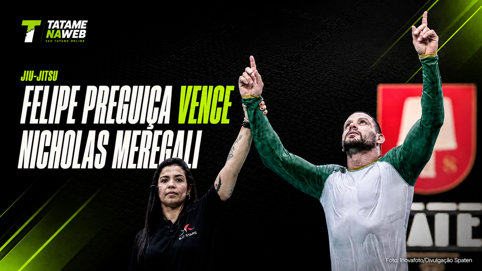 Felipe Preguiça comemora vitória sobre Nicholas Meregali no Spaten Fight Night 3