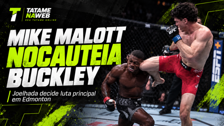 Mike Malott em arte do TatameNaWeb sobre a vitória por nocaute sobre Joaquin Buckley no UFC Edmonton