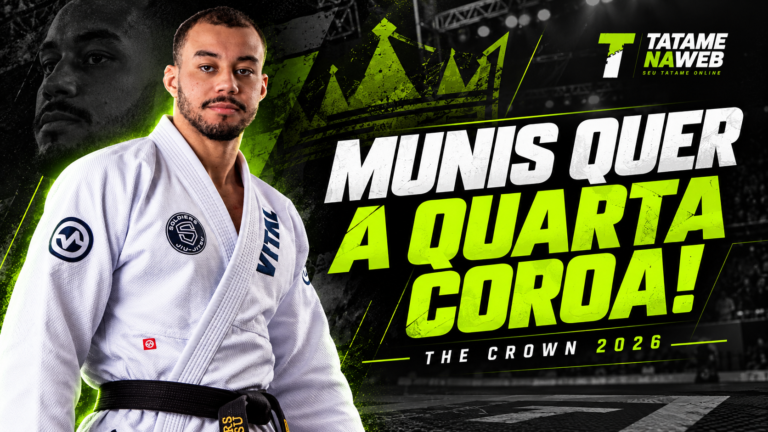 Erich Munis de kimono branco em capa sobre a busca pelo quarto título do The Crown 2026.